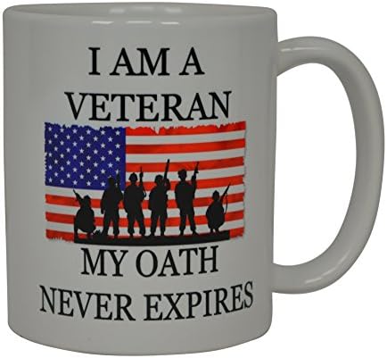 Военен Ветеран Кафеена Чаша Флаг на САЩ Американски Аз съм Ветеран Моята Клетва Никога Не Изтича Новост Чаша Подарък