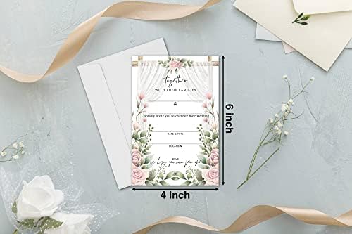 Покани картички за Сватба с цветен модел - Допълващи Картон за сватбени тържества - 25 Картички и 25 Пликове (заедно