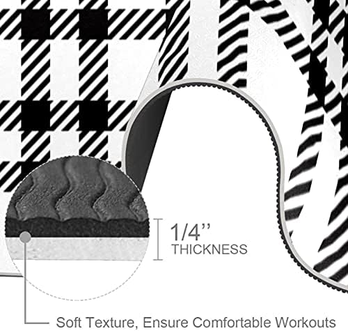 Siebzeh Черен Бял Сив Кариран квадратен килимче за йога Премиум-клас с модел в клетката, в екологично Чист Гумена подложка