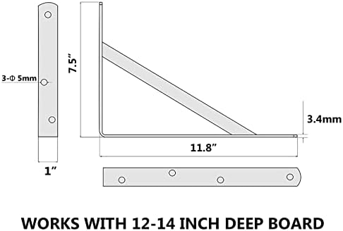 NEODROP 12-Pack 12-Инчови Скоби за тежки условия на работа, Голям Монтиране на стена за Плаващи рафтове, неръждаема Стомана