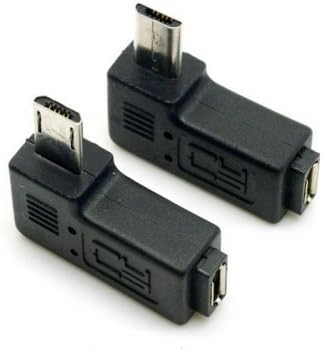 Cablecc 2 елемента Конектор дължина 9 мм под ъгъл 90 Градуса Наляво и Надясно, Micro USB 2.0 5Pin от мъжа към жената удължителен кабел Адаптер Cablecc