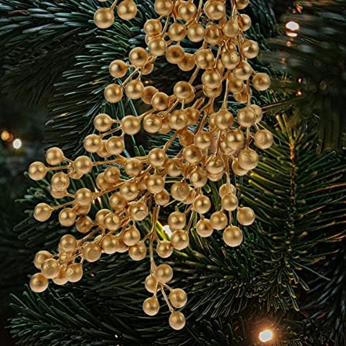 Коледна Златна Плодове Венец ABOOFAN: Изкуствен Остролист Бордо, Венец от Златни Плодове за Коледа Новогодишна Празнична
