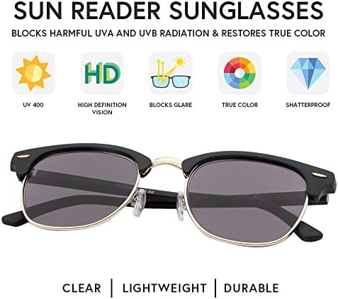 Слънчеви очила VITENZI с Ридерами за мъже и Жени, Затъмнени Очила за четене с Пълни Ридерами - Tivoli