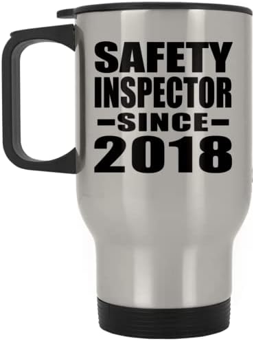 Designsify Инспектор Сигурност От 2018 г., Сребърна Пътна Чаша 14 грама, на Чаша с Изолация от Неръждаема Стомана, Подаръци