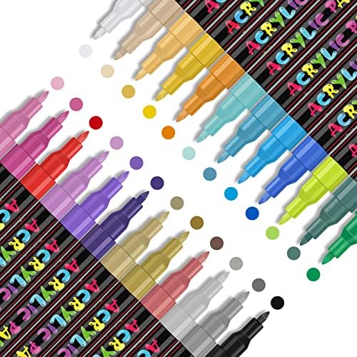 IVSUN 24 Цвята Акрилни маркери химикалки + 35 Акрилни маркери химикалки със Средни и Тънък Фитил