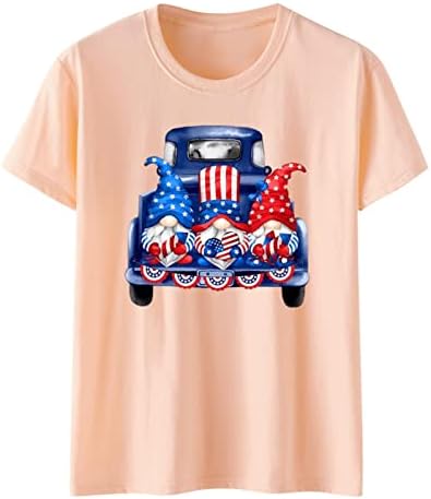 MIASHUI Работна Риза Женска Тениска С Принтом на Деня на Независимостта, Къс Ръкав, Имитация на Памук, тениски с Къс
