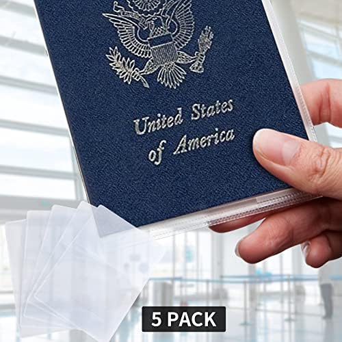 Корици за паспорти Poyiccot, Прозрачни Корици за паспорти, 5 опаковки Пластмасови Корици за паспорти, Защитно Фолио за