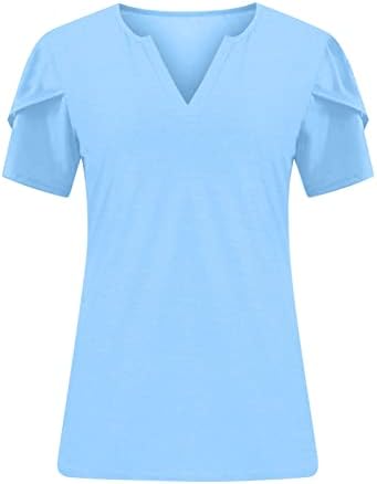 Върховете на размера на Плюс, Дамски Ризи, Елегантни Ежедневни Тениски С V-образно деколте и Ръкав-Листче, Летни Модни