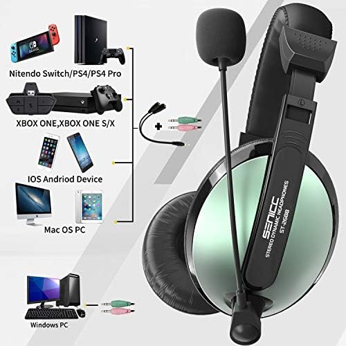 SENICC Слушалки с микрофон за Xbox е Игрална Слушалка с лек дизайн, 3.5 мм Слушалки с Кабел-втулки за мобилни телефони,