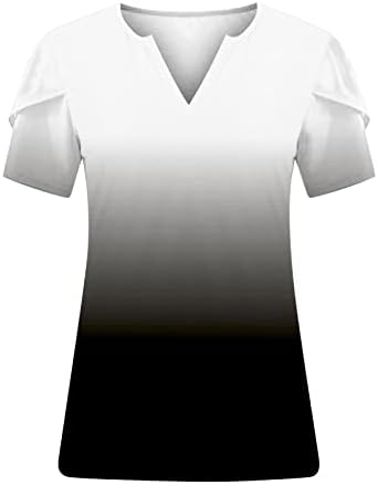 Върховете на размера на Плюс, Дамски Ризи, Елегантни Ежедневни Тениски С V-образно деколте и Ръкав-Листче, Летни Модни