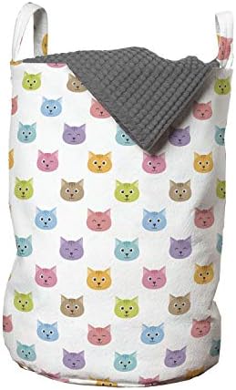 Чанта за дрехи Ambesonne Котка, Многоцветен Модел под формата на Намордници, Дизайн за Момичета и момчета, Мяукающие