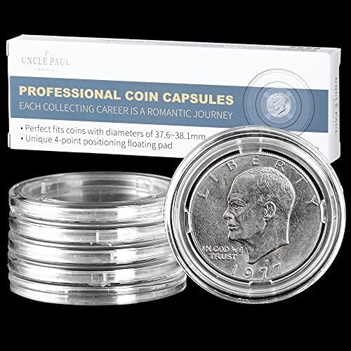 Капсули за монети с 38 мм Плаващи подложки - Големи Прозрачни Капсули за долара Професионален Титуляр за събиране на