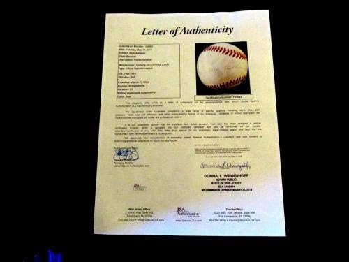 Richie Ашбърн Hof Phillies преуспял млад човек С Автограф Vintage Giles Onl Baseball Jsa - Бейзболни Топки с Автографи