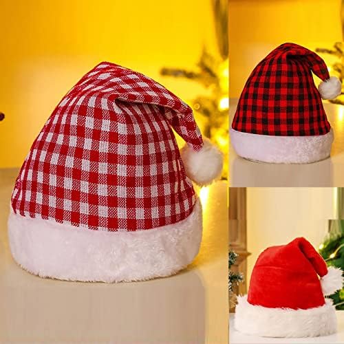 Коледни шапки Унисекс - Шапки на Дядо Коледа за възрастни на Едро - Кадифе капачка от Рога на Елени Класическа Кожа шапка