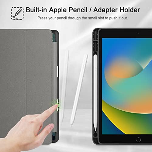 Калъф Tuiklol за iPad 10.2 поколение 2021, 9-ти брой, Вграден държач за моливи-Трехстворчатая поставка -Автоматично включване