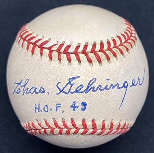 Чарли Герингер КОПИТО 49 Подписан Бейзболен клуб JSA LOA - Бейзболни топки с Автографи