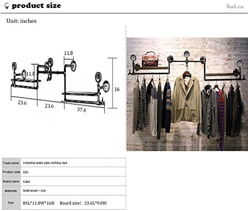 Гардероб с дрехи тръби OTUGARE промишлен, закачалка за дрехи стена, висящи, Дървен шкаф тръбопровод за облекло, магазин