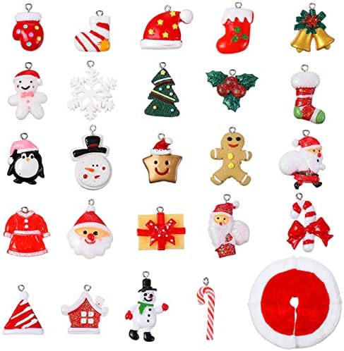 24 Парчета от мини-Украса за Коледната елха, Малки Коледни Декорации от Смола, Окачени Коледни Декорации за украса на