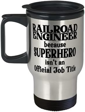 Чаша за пътуване от неръждаема стомана Инженер железопътна линия, тъй като Супергерой не е официална длъжност - Случайна