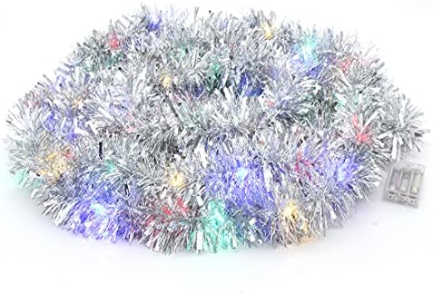CCINEE Коледна Гирлянда със Сърма, 33 Подножието Сребърна Подвесная Гирлянда със 100 Разноцветни Led Гирлянди, работещи