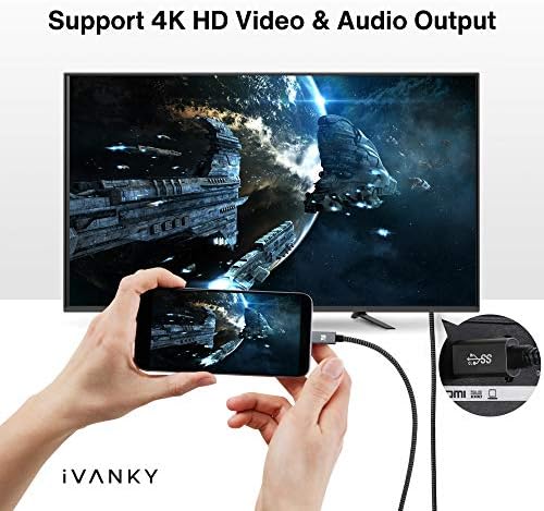 Кабел IVANKY 100W USB C-USB C [20 Gbit/s], USB кабел C 3.2 Генерал 2x2 с бързо зареждане PD и видеовыходом 4K [съвместим