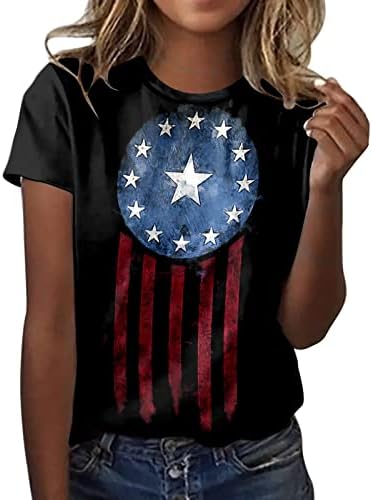 Патриотични Ризи за Жени, Тениска с Американския Флаг, Летни Ежедневни Потници, Тениски с Къс Ръкав, Райе тай-Дай, Удобна