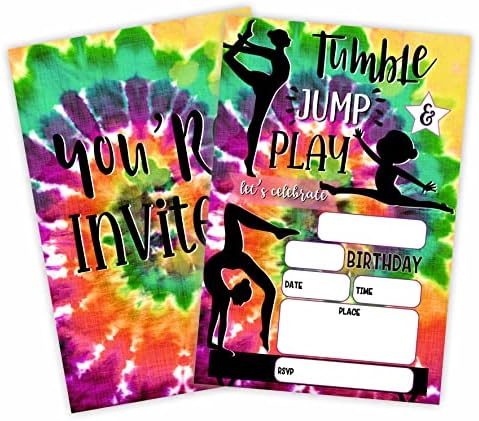 Покани за рожден Ден са по гимнастика с боя за равенство, Покани, Картички за скокове във вода и игри за рождения ден
