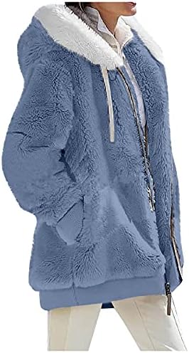Класически Женски Пуловер с дълги ръкави и качулка за Зимните партита, Удобен Пуловер с цип с V-образно деколте, Мягчайший