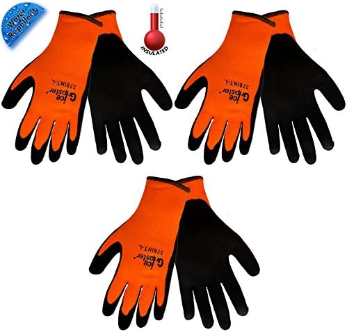 Работни ръкавици Ice Gripster 378INT Thermal Hi-Vis Оранжев/черен цвят за работа в студени условия, Размери S-XL (3 чифта)