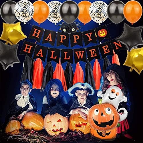 CIQING Хелоуин Decoration Балони Набор от Украса За парти на Хелоуин, Happy Halloween Party Decor Банер на Хелоуин, Тиква