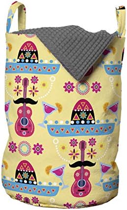Чанта за дрехи Ambesonne Cinco de Mayo, Цветни Забавно Рожица, Създадена с помощта на предмети на мексиканската култура,