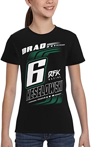 Тениска ASFRSH Brad Keselowski 6 за подрастващите момичета и момчета, Тениска с къс ръкав и принтом, Спортна Класическа Риза, Тениска с кръгло деколте