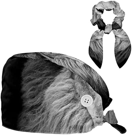 Дамски и Мъжки Хирургична Шапчица с Лък, Работа Капачка с гумена лента за Коса във Формата на Главата на Лъв, Един Размер