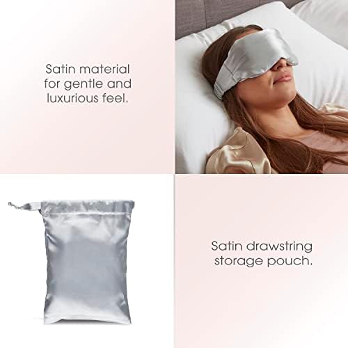 Утяжеленная маска за очи Conair за сън, Сатен маска за очи с аромат на Лавандула и Сребрист калъф за съхранение от Smart