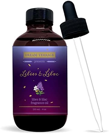 Ароматно масло DREAM TERRACE Lilies & Lilac 4 грама със стъклен взетия за дифузор | Сертифициран по кошер, веганству