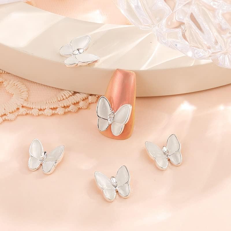 Супер Блестящи Кристали-пеперуди, 3D Окачване за нокти, Скъпоценни Камъни, Котешко Око, Розово Злато, Декорации За нокти,