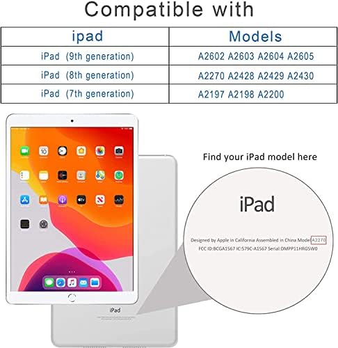 10,2-инчов калъф Arae за iPad (9-то поколение 2021) и (8-то поколение 2020) и (7-мо поколение 2019), с 2 пакети защитно