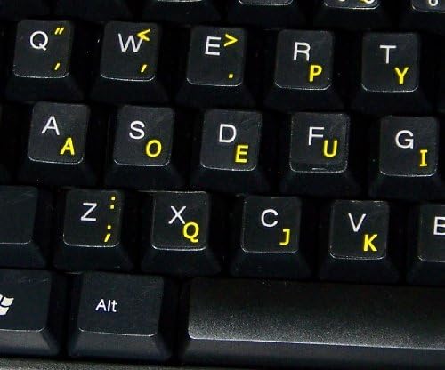 4Keyboard Dvorak Опростени Етикети за клавиатура с Жълти Надписи На Прозрачен Фон