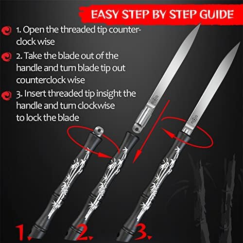 Комплект от 2 теми - Джобен нож - Японски Универсални ножове с ножнами - Малко Черен Фиксиран Тактически Кухненски нож