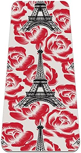 Siebzeh Парижката роза Айфеловата кула Премиум-Дебела подложка за Йога Екологичен Гумена подложка за здраве и фитнес