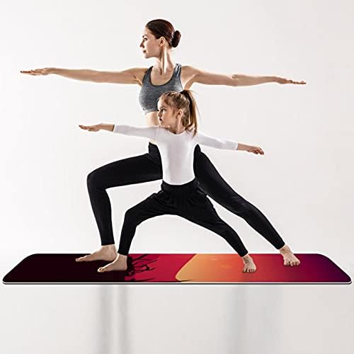 Килимче за йога премиум-клас Gerbil Silhouette Sunset от екологично чист каучук за здраве и фитнес, Нескользящий мат