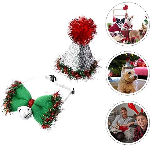 ABOOFAN 1 Комплект 2 броя Коледни Шапки за Домашни Любимци Вратовръзки-Пеперуди Подпори за Преобличане за Домашни Любимци
