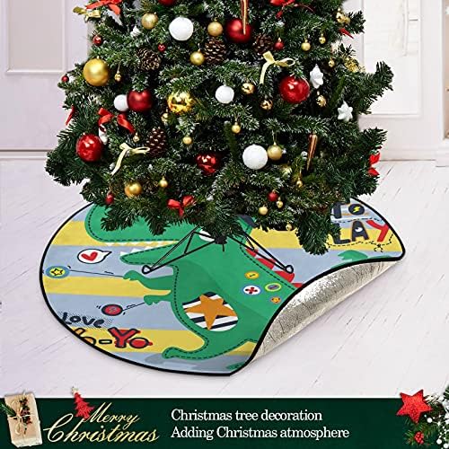 xigua Динозавър Коледно Дърво Мат Кръгла Поставка за Коледно Мат Декорация за Празничната Партита Домашни Коледна Украса