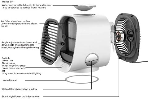 Портативен въздушен охладител Вентилатор за Пречистване на Овлажнител Тенис на Охлаждащ Вентилатор с 3 Скорости Мини