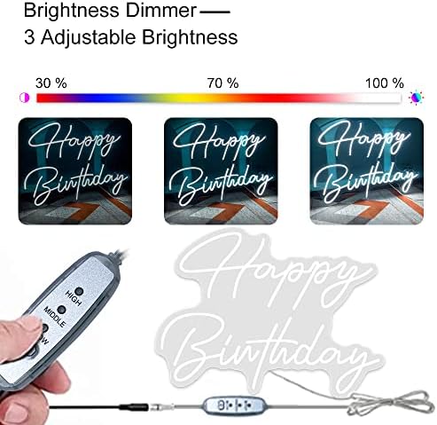 Голяма led неонова реклама Happy Birthday, 28 инча, Персонални неонова Светлинна Табела за Парти по случай Рожден Ден,
