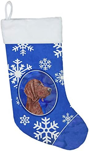 Carolin's Treasures SC9779-CS Redbone Coonhound Зимни Снежинки, Коледни Чорапи, Чорапи За Висящи пред Камината, Коледен