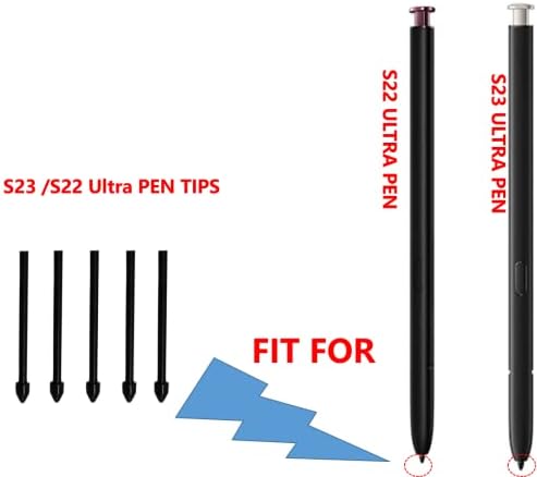 2Х5ШТ Galaxy S22 Ulta/S23 Ultra Накрайници за дръжки Подмяна на Samsung Galaxy S22 Ulta/S23 Ultra Pen, S Pen (Черен)