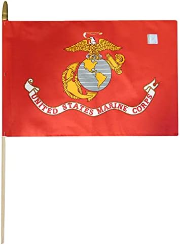 Търговия на едро партида от 3 Флаговете на морската пехота на САЩ USMC EGA 12 x 18 От Полиестер С дървена дръжка - Официално