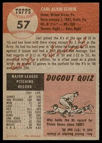 1953 Topps 57 Карл Шейб Филаделфия Атлетикс (Бейзболна картичка) VG Athletics