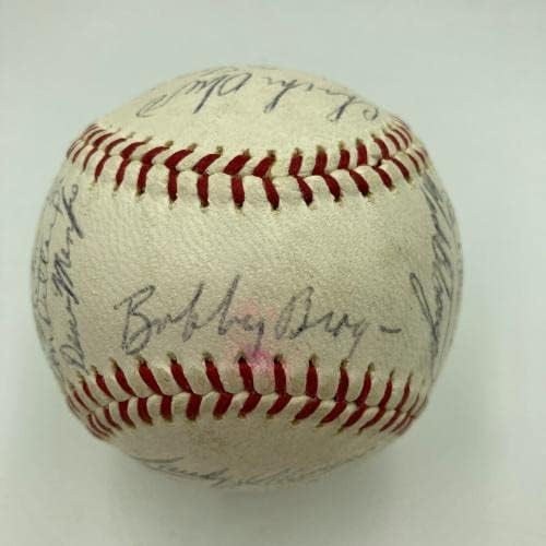 Ханк Аарон 1965 Екипът на Милуоки Брейвз Подписа Бейзболни топки на Националната лийг бейзбол с ДНК - Автографи на PSA